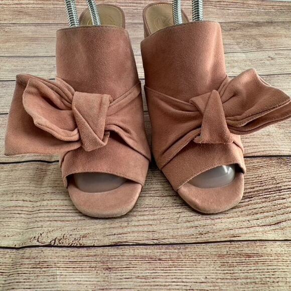 Kurt Geiger Jessika Open Toe Heels Sandals Sz 39/8.5 Blush Pink Bow Suede Mule - Picture 3 of 13